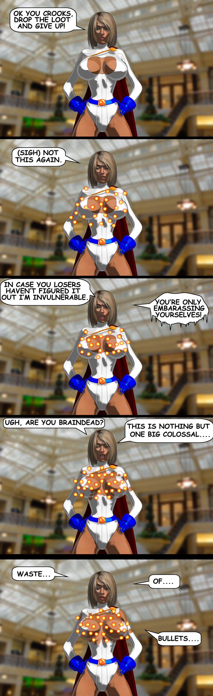 1girls 3d assisted_exposure blonde breasts bullets cleavage cleavage_cutout clothing_damage comic curvy dc dc_comics enf female female_only funny huge_breasts humor imminent_exposure lordcoyote lost_clothes panties poser power_girl realistic ripped_clothing solo torn_clothes torn_clothing wardrobe_malfunction wide_hips