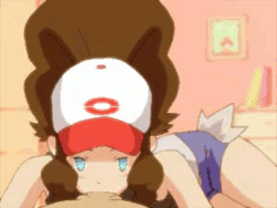 1boy, 1girls, animated, balls, balls deep, blowjob, clothed female nude male, color, deepthroat, fellatio, female, hat, hilda (pokemon), human, human only, lowres, male, oral, penis, pokemon, pov, saltyicecream, straight