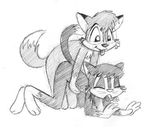 anthro canine cat edward_foxx fox fur furry jenny_katt krezz_karavan school_days_(karavan) sex sketch