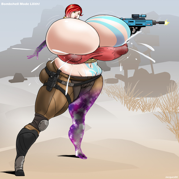 borderlands breasts bursting_breasts gigantic_breasts huge_breasts hyper_breasts jacques00 lactation lilith_(borderlands) tagme