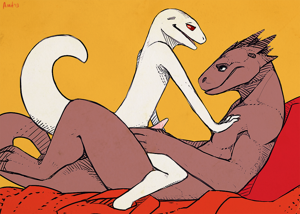 2013 albino amit claws cum erection gay gecko leopard_gecko lizard male nude orange_background penis plain_background scalie sex sketch tongue