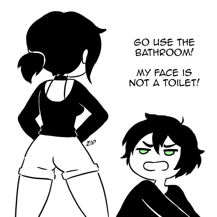 1boy, andrew graves, andy graves, angry, angry expression, angry eyes, angry face, ashley graves, black hair, dominant, dominant female, domination, female, green eyes, human, human female, human male, human toilet, humor, imminent peeing, implied pee, incest, incest play, incestuous, leyley, light skin, light-skinned female, light-skinned male, long hair, meme, mikeinelart, no consent, noncon, nonconsensual, nonconsenting male, peeing, perv, pervert female, piss play, ponytail (hair), ponytail female, ponytail hair, the coffin of andy and leyley, urine, urine on face, white background, white body