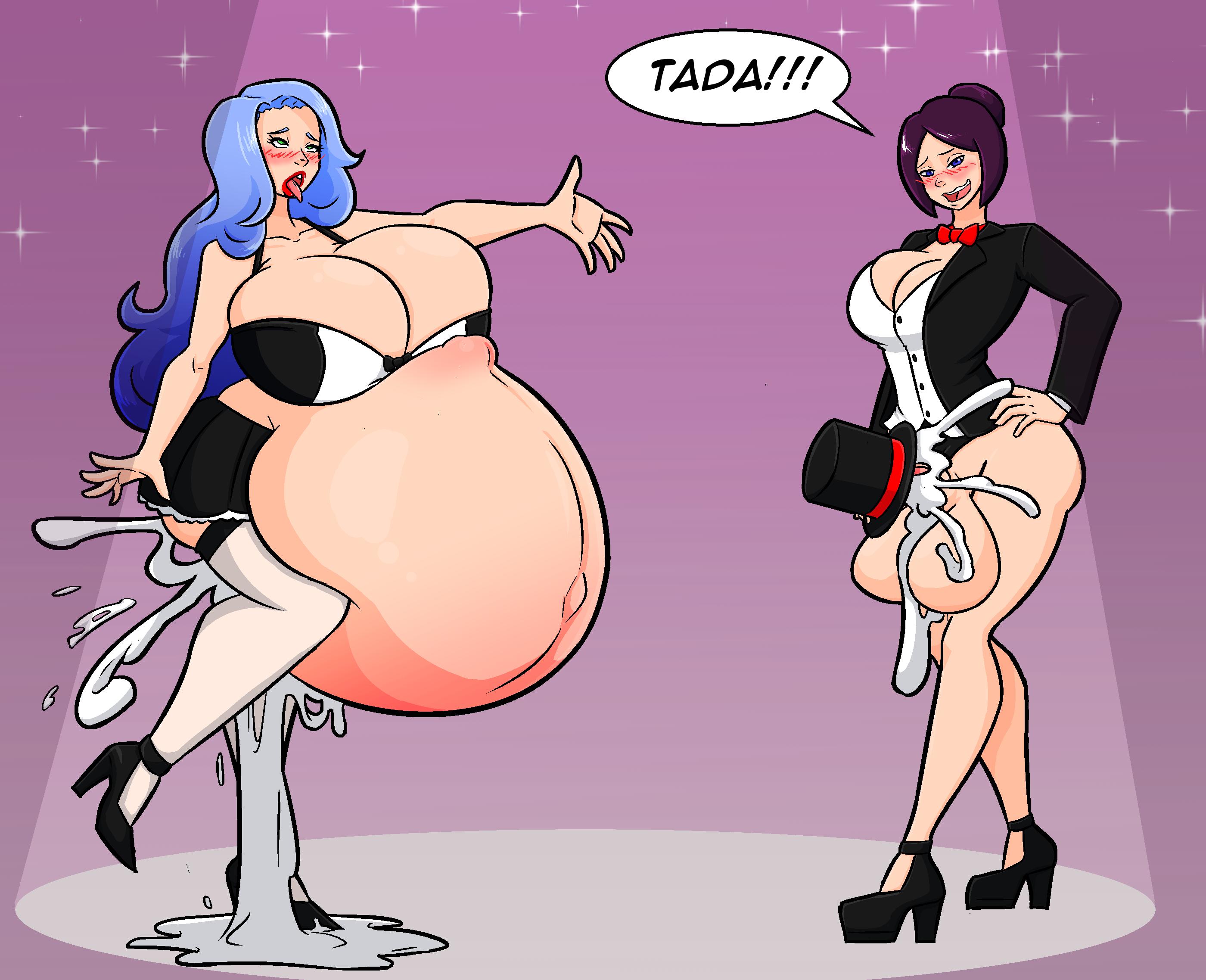 big belly, breasts, cum, cumflation, female, futa on female, futanari, hyper breasts, hyper penis, inflation, intersex, magic, magician, penis, stomach bulge, tourin17