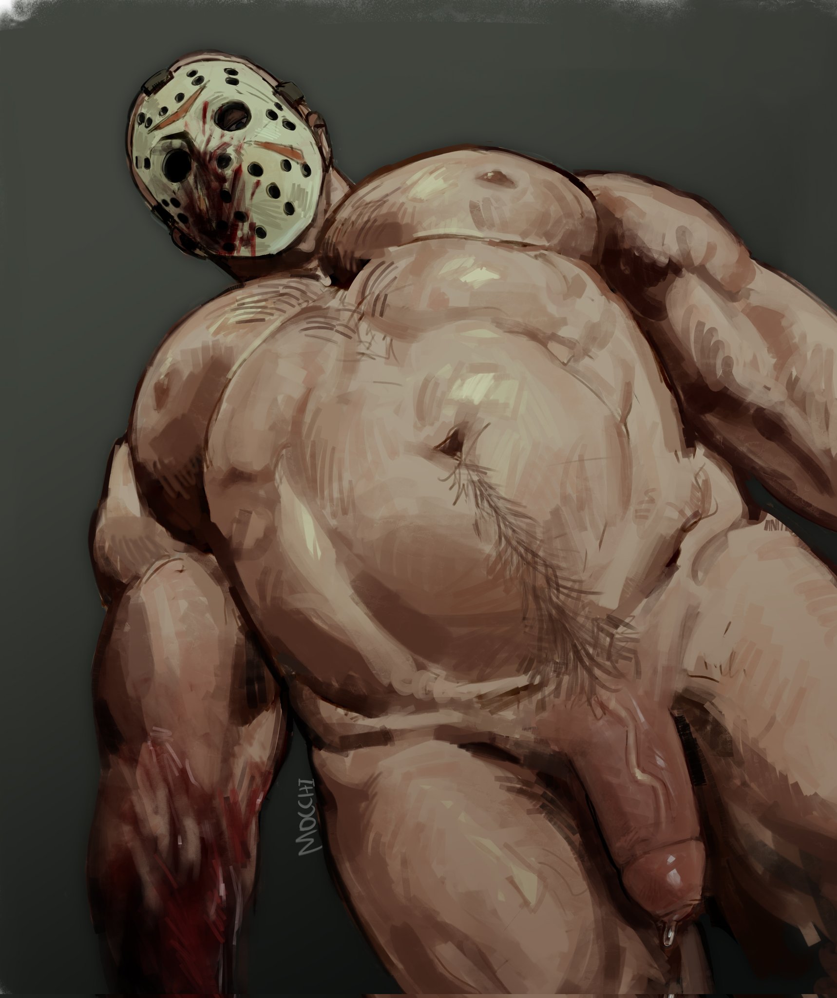 balls, bara, flaccid, friday the 13th, g0ddamnwhat, hockey mask, jason voorhees, male, male only, mask, muscles, muscular, nude, penis, solo, solo male, yaoi
