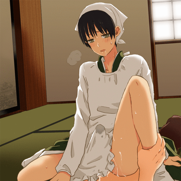 ankle_socks anklehighs axis_powers_hetalia black_hair blush brown_eyes crossdressing cum cum_inside cum_on_clothes erection femboy footwear gay girly honda_kiku human human_only japan_(hetalia) kunie_(seppa) leg_grab legs maid male male_only penis pixiv_thumbnail saliva sex socks sweat white_socks yaoi