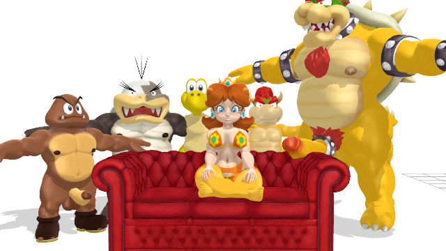 bowser bowser_jr. cock_ring goomba hinjy4 koopa koopa_troopa mario_(series) meme morton_koopa_jr. princess_daisy semi_nude t-pose