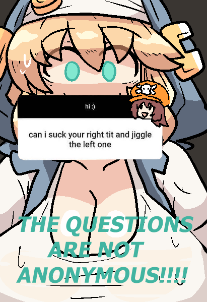 2girls aqua_eyes big_breasts blonde_hair breasts bridget brown_hair cleavage clothed_female english_text funny guilty_gear guilty_gear_strive hat huge_breasts jacket light-skinned_female may_(guilty_gear) meme mob_face notnoe_(dxcl) parody rule_63 sweat text yuri