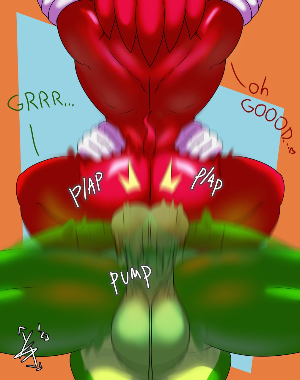 2boys anal anthro anus ass balls dialogue duo gay genitals hi_res knuckles_the_echidna male male/male male_only muscular muscular_male penis sega sonic_(series) sonic_the_hedgehog_(series) speech_bubble text vector_the_crocodile yukein