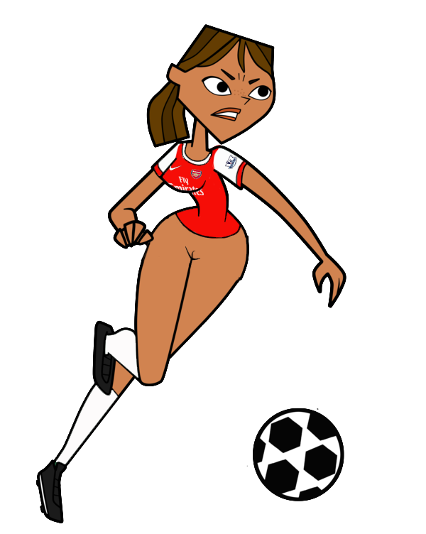 1girls arsenal ball bottomless clothes courtney_(tdi) female female_only hair human knee_socks kneehighs kneesocks latina no_panties pointy_chin soccer soccer_ball socks solo t-shirt total_drama_island white_socks