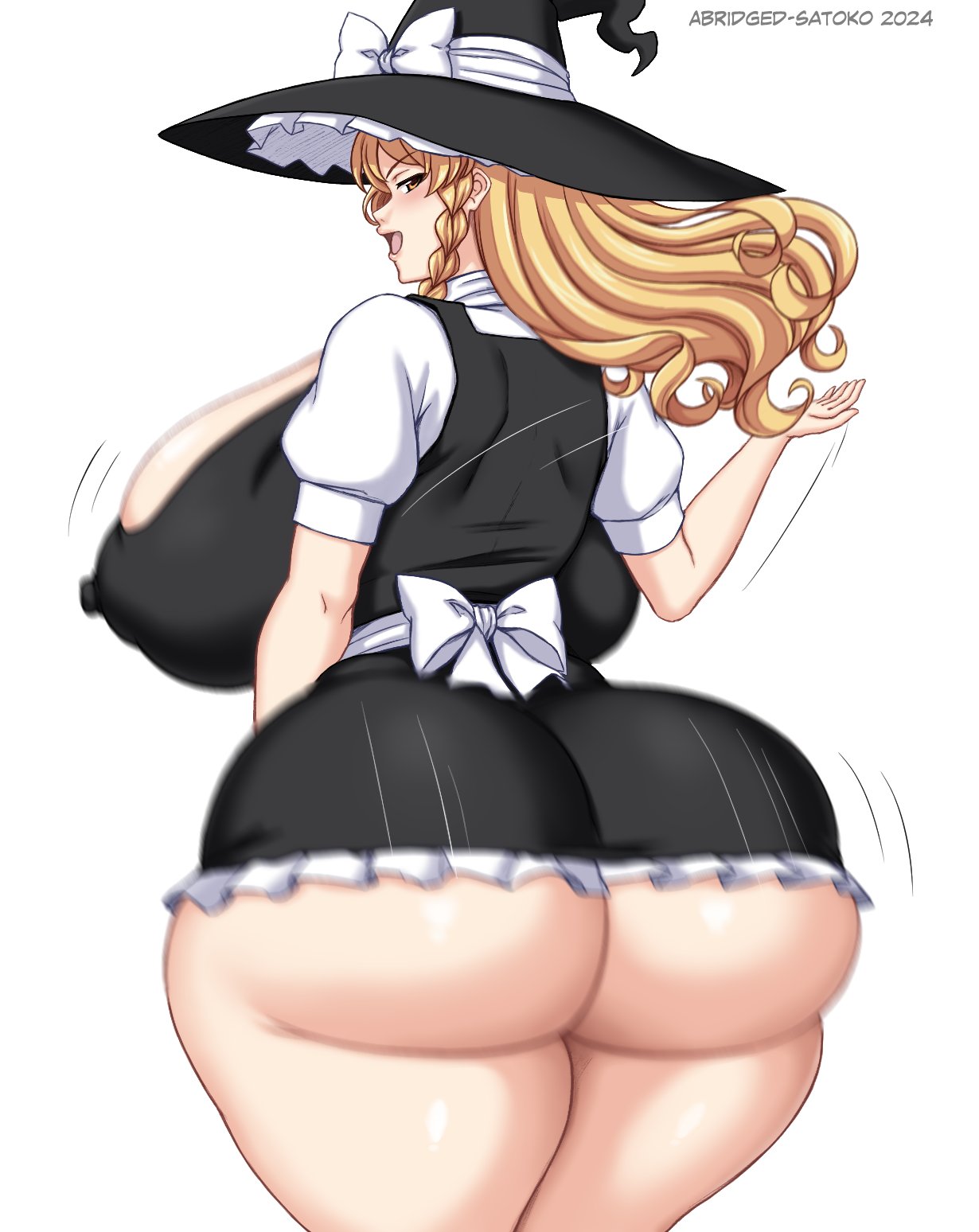 1girls 2024 abridged-satoko ass blush breasts female female_only looking_at_viewer looking_back marisa_kirisame tomboyist touhou twerking