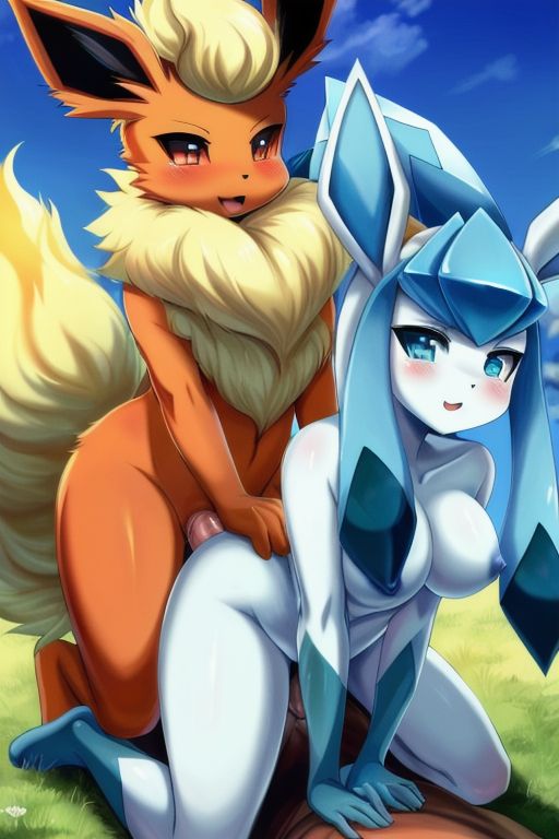 ai_generated anthro anthro_on_anthro big_ass blue_eyes blue_sky cloud eeveelution flareon glaceon grass on_top outdoors pokémon_(species) pokemon pokemon_(species) pokephilia red_eyes sex sky this_is_your_life_now