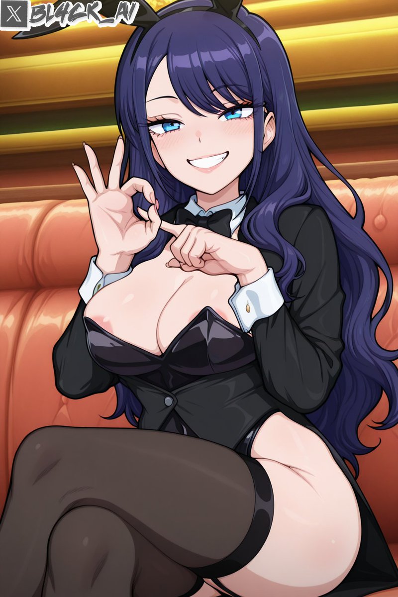 1girls, ai generated, arisha san (cosplay), bl4ck ai, bunnysuit, cleavage, cosplay, female, female only, kitagawa marin, my dress up darling, solo, sono bisque doll wa koi wo suru, suggestive, suggestive gesture, tagme, thighhighs