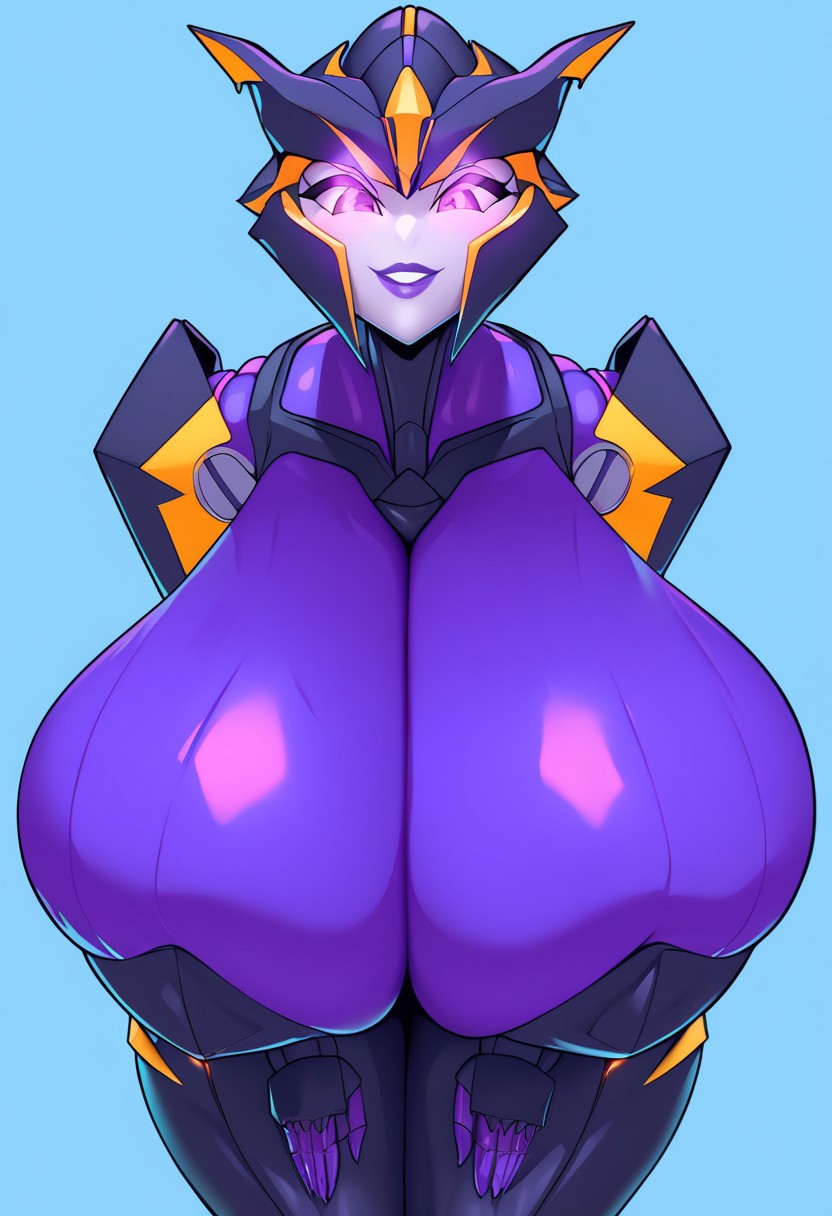 ai generated, airachnid, android girl, arachnid humanoid, ass, big ass, big breasts, big hips, big thighs, bigger breasts, boob focus, breast focus, breasts, breasts bigger than head, chubby, chubby female, close-up, curvy, curvy body, curvy female, curvy figure, dark blue body, dark body, decepticon, decepticons, female, female robot, helicopter, hips, huge ass, huge breasts, hyper breasts, leaning forward, lips, looking at viewer, metallic body, milf body, nude, nude female, pink eyes, purple body, robot, robot female, robot girl, robot humanoid, smile, solo, spider humanoid, thick thighs, transformers, transformers prime, voluptuous, white face