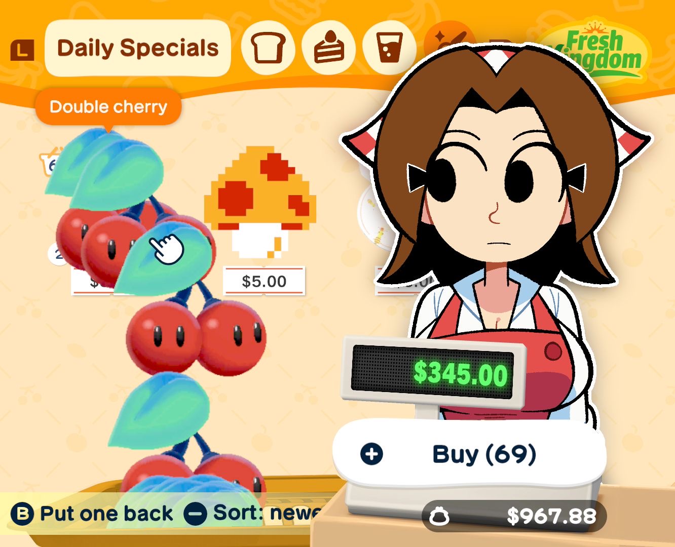 concerned, double cherry, mario (series), mii, mii gunner, mii gunner (smash 4), nintendo, scott falco, scottfalco (artist), sfw, super mario 3d world, super mushroom, tomodachi life, tomodachi life: living the dream