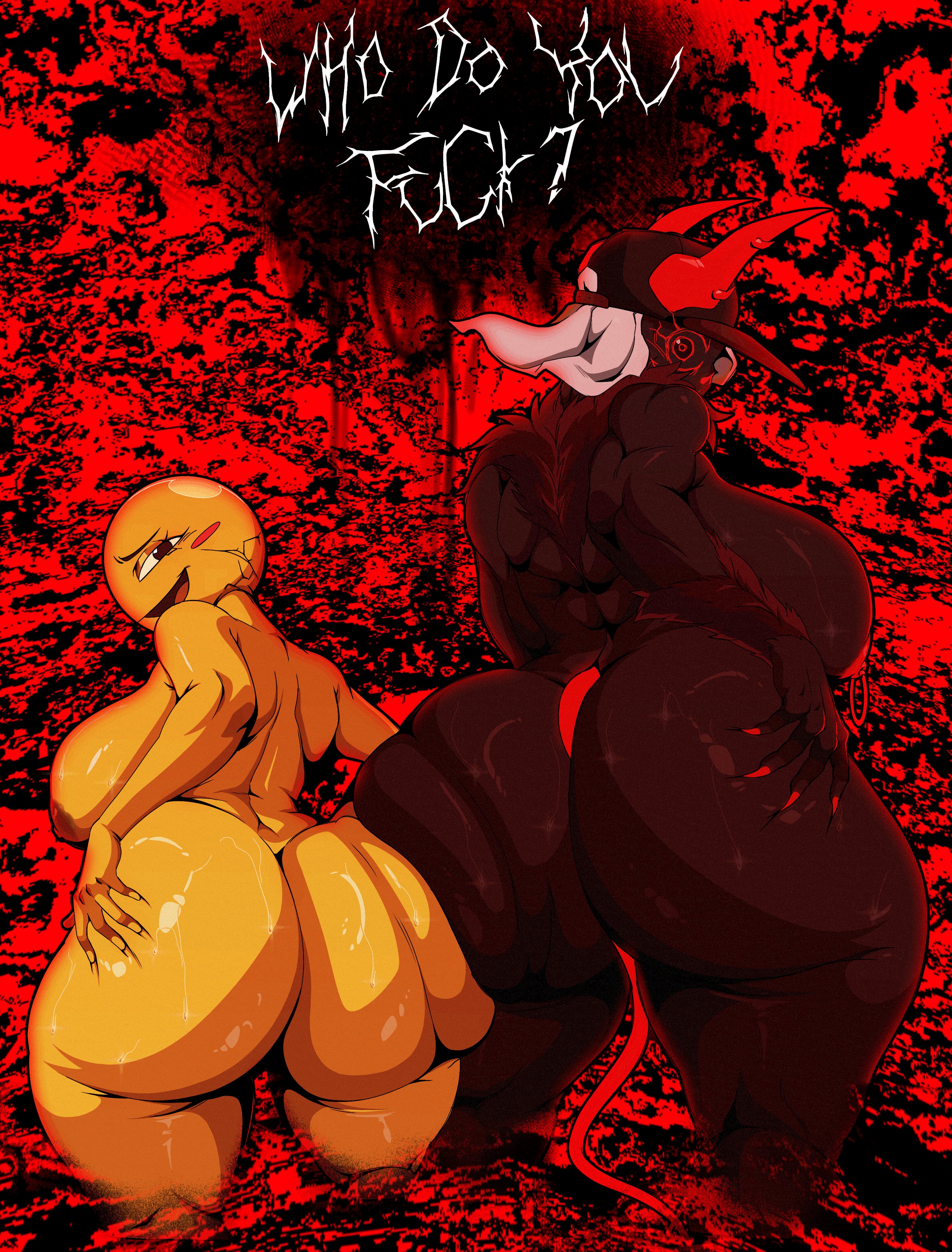2girls, areolae, ass, ass focus, ass to ass, back, backshots, big ass, big breasts, breasts, charlatan (forsaken), forsaken (roblox), guest 666 (forsaken), hand on own ass, looking at viewer, nipples, nude, roblox, roblox game, robloxian, sideboob, standing, tagme, tagme (artist), thick thighs, thighs