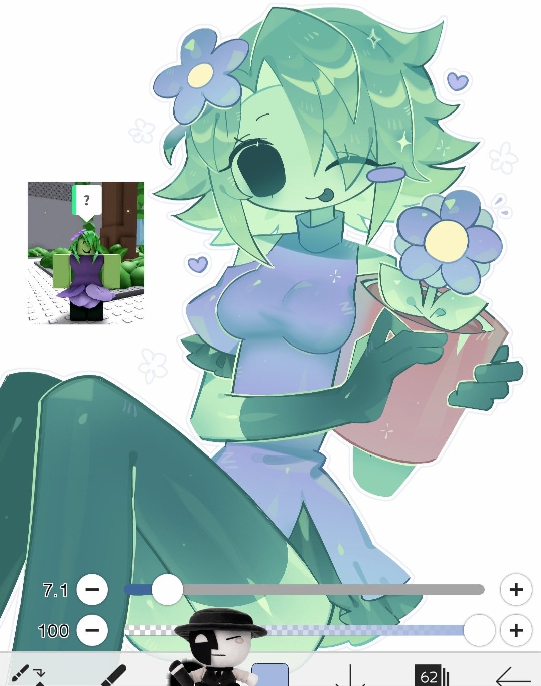 artist request, die of death (roblox), esterflowers2287, green skin, reference image, roblox, roblox game, robloxian, sfw, source request, tagme
