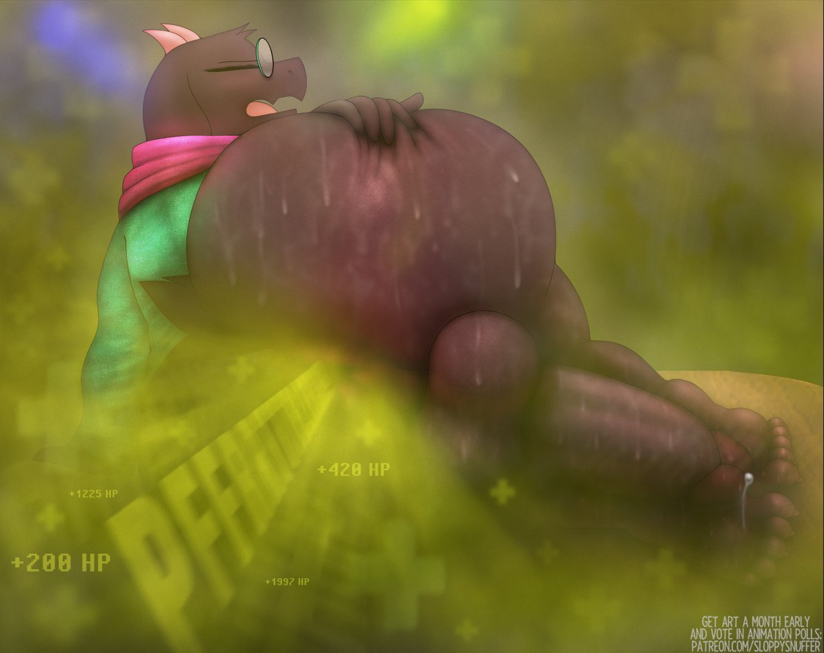 1boy, 2d, 2d (artwork), anus, ass, backsack, balls, ballsack, big ass, big balls, big butt, big penis, black body, black fur, closed eyes, clothes, cock, deltarune, erection, eyewear, fart, fart cloud, fart fetish, farting, feet, furry, furry only, glasses, grabbing ass, green fart, green fart cloud, hand on ass, healing, huge ass, huge butt, laying on side, male, male fart, male only, musk, nonhuman, onomatopoeia, open anus, open mouth, penis, precum, precum drip, ralsei, ralsei with black fur, sloppysnuffer, solo furry, solo male, spreading ass, stinky, sweat, sweaty, sweaty ass, sweaty male
