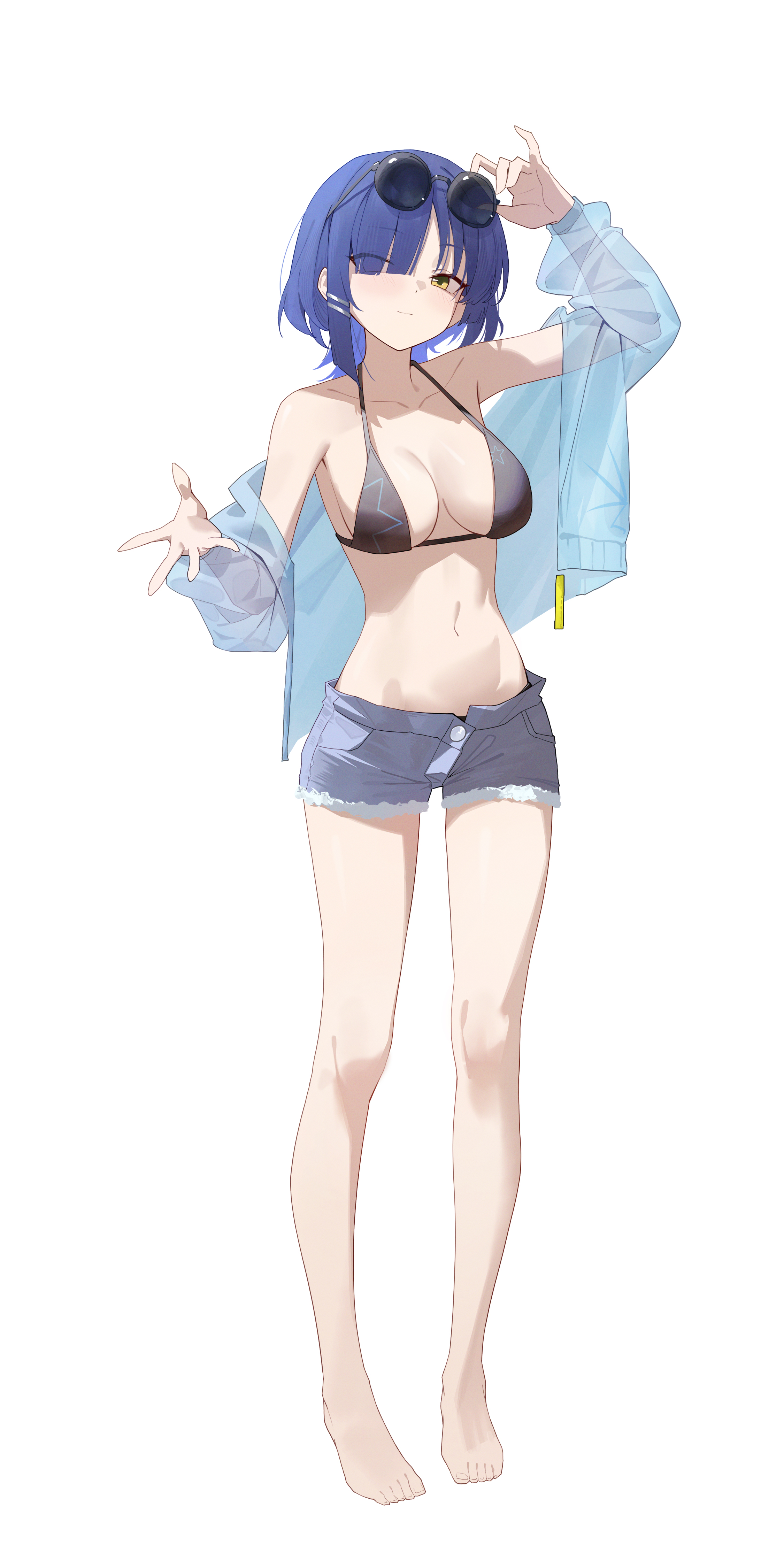 1girls, bikini, blue hair, bocchi the rock!, female, halter bikini, halterneck, sukaliya, yamada ryou