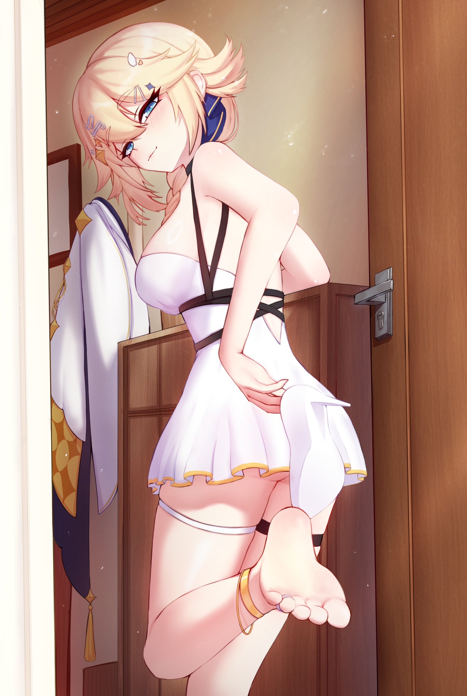 1girls, ass, blonde hair, braided hair, breasts, cgator, feet, feet focus, female, foot fetish, kaneko lumi, legs, phase connect, sideboob, soles, thighs, toes, upskirt, virtual youtuber