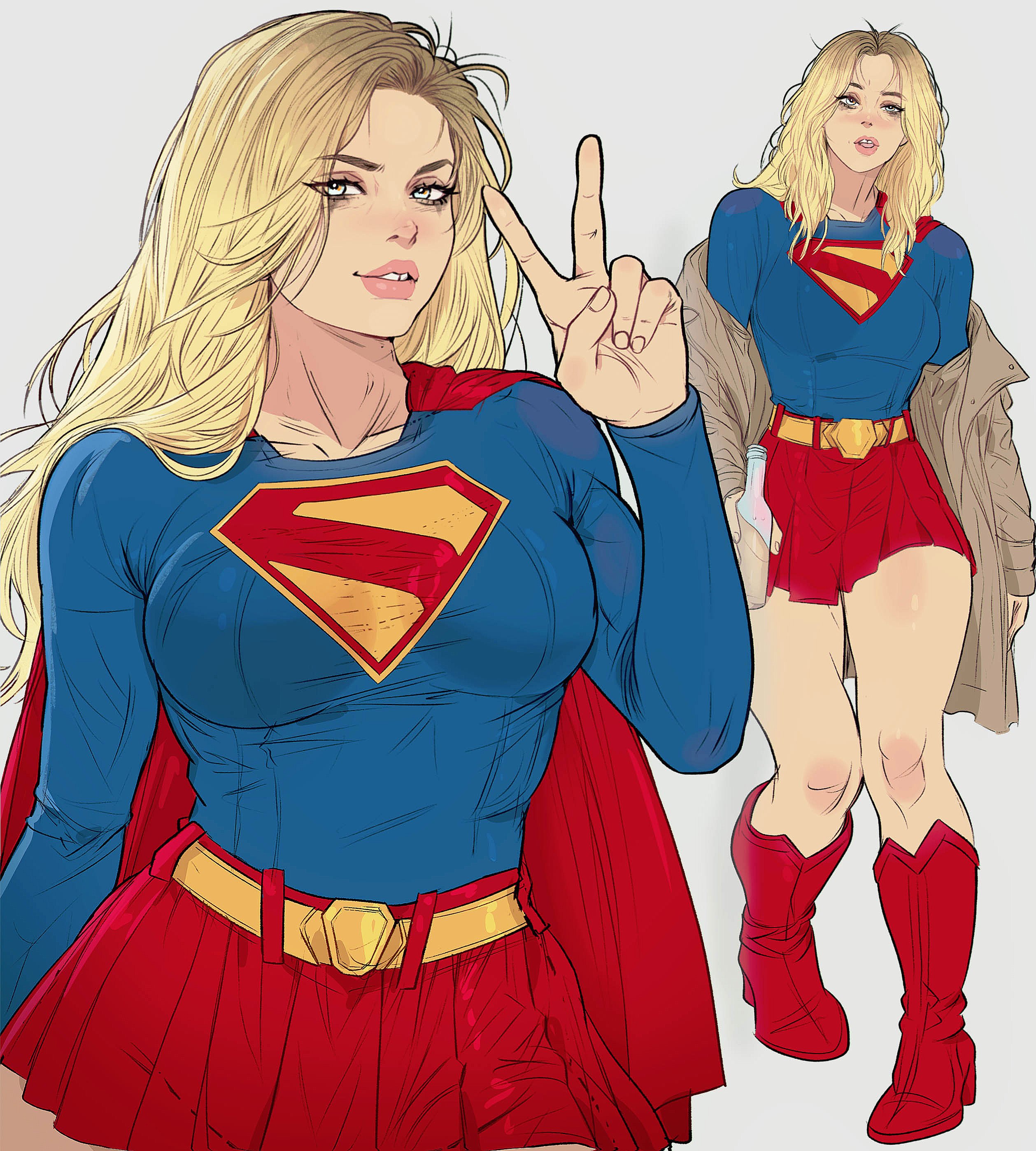 blonde female, blonde hair, boots, breasts, cape, clothed, clothes, clothing, coat, curvaceous, curvaceous body, curvaceous female, curvaceous figure, curvaceous hips, curvy, curvy body, curvy female, curvy figure, curvy hips, dc, dc comics, dcu, female, female focus, female only, skirt, supergirl, supergirl (dcu), superhero, superheroine, superman (2025), superman (series), thick thighs, thighs, yoracrab