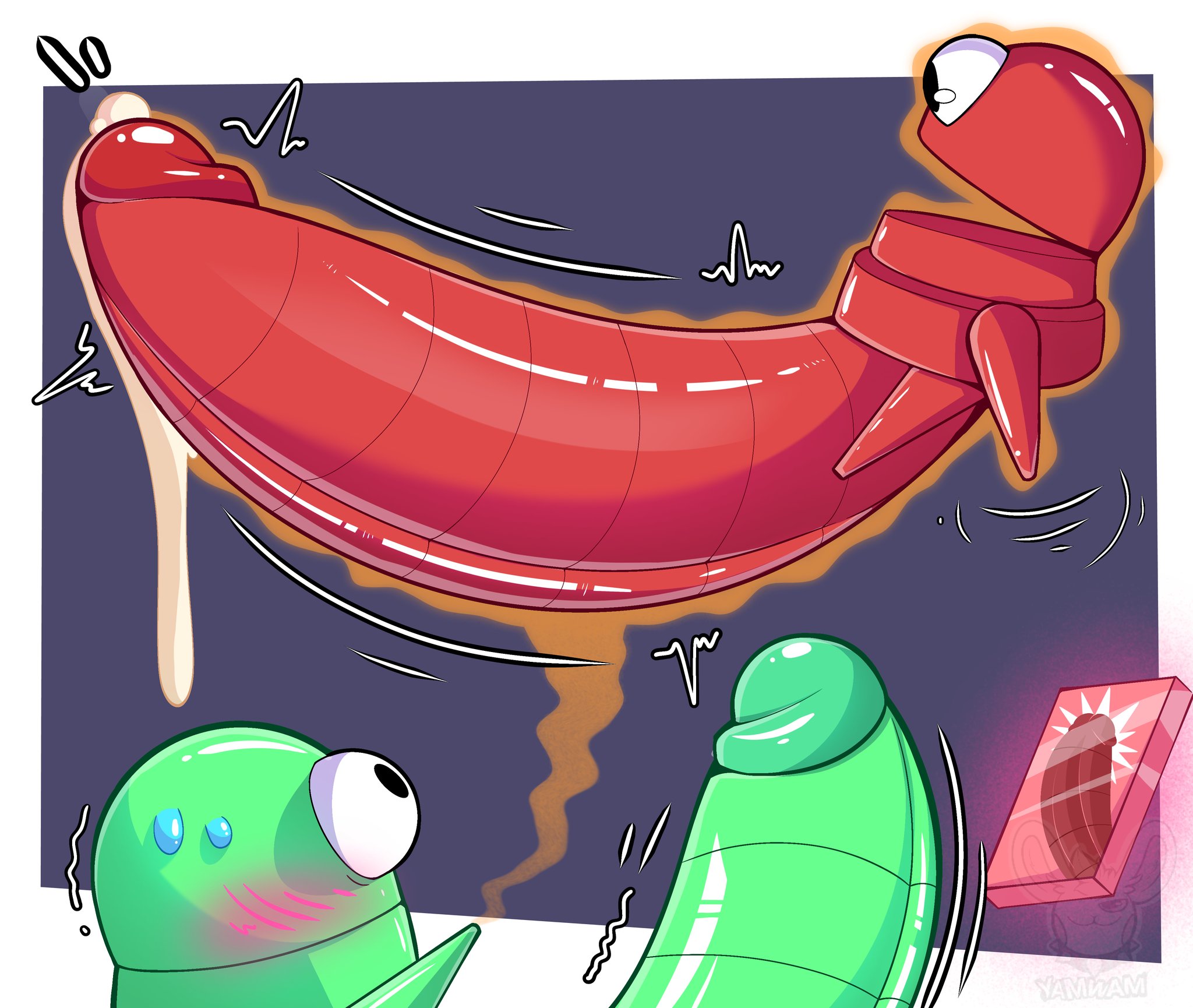 2boys, absurd res, absurd resolution, absurdres, balls, bfad, cum, cum drip, cum dripping, cum dripping from penis, cumming, digital art, digital media (artwork), hi res, high resolution, highres, hyper, hyper genitalia, hyper penis, male, male only, movement lines, penis, penis bigger than body, penis sans balls, r.e.p.o., robot, robot boy, robot humanoid, robot penis, semibot, semiwork, sketch, stubby feet, tagme, yamwamm