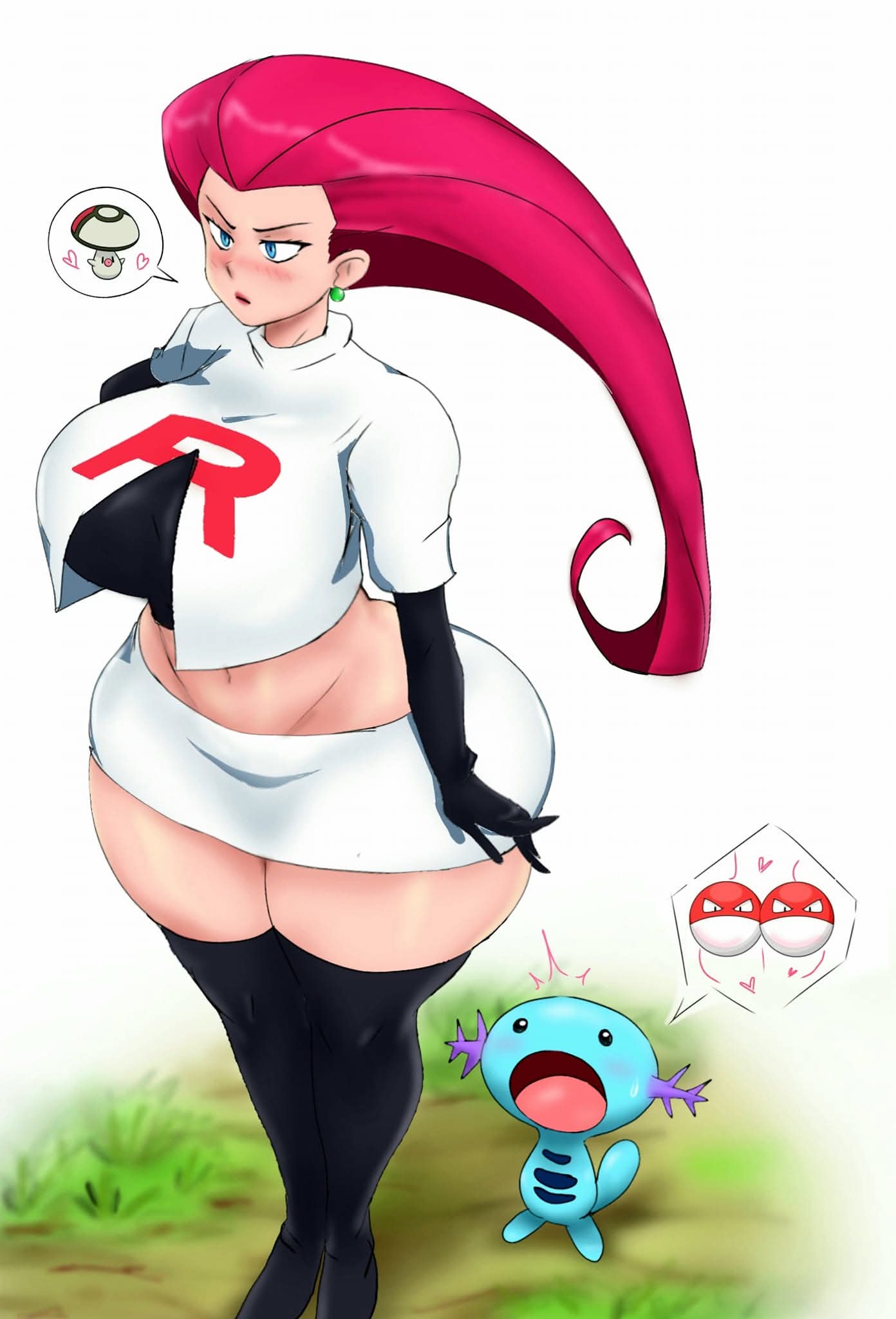 1girls, ass, big ass, big booty, big breasts, big butt, big thighs, booty, breasts, female, female focus, female only, game freak, jessie (pokemon), long hair, pokémon (species), pokemon, pokemon (species), rusbe rusbe, solo, solo female, solo focus, tagme, thick thighs, thighs, wooper