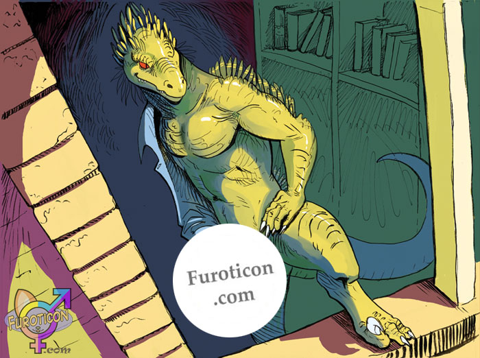 1boy claws day furoticon horn male male_only negger nude office scalie solo sunny tcg window