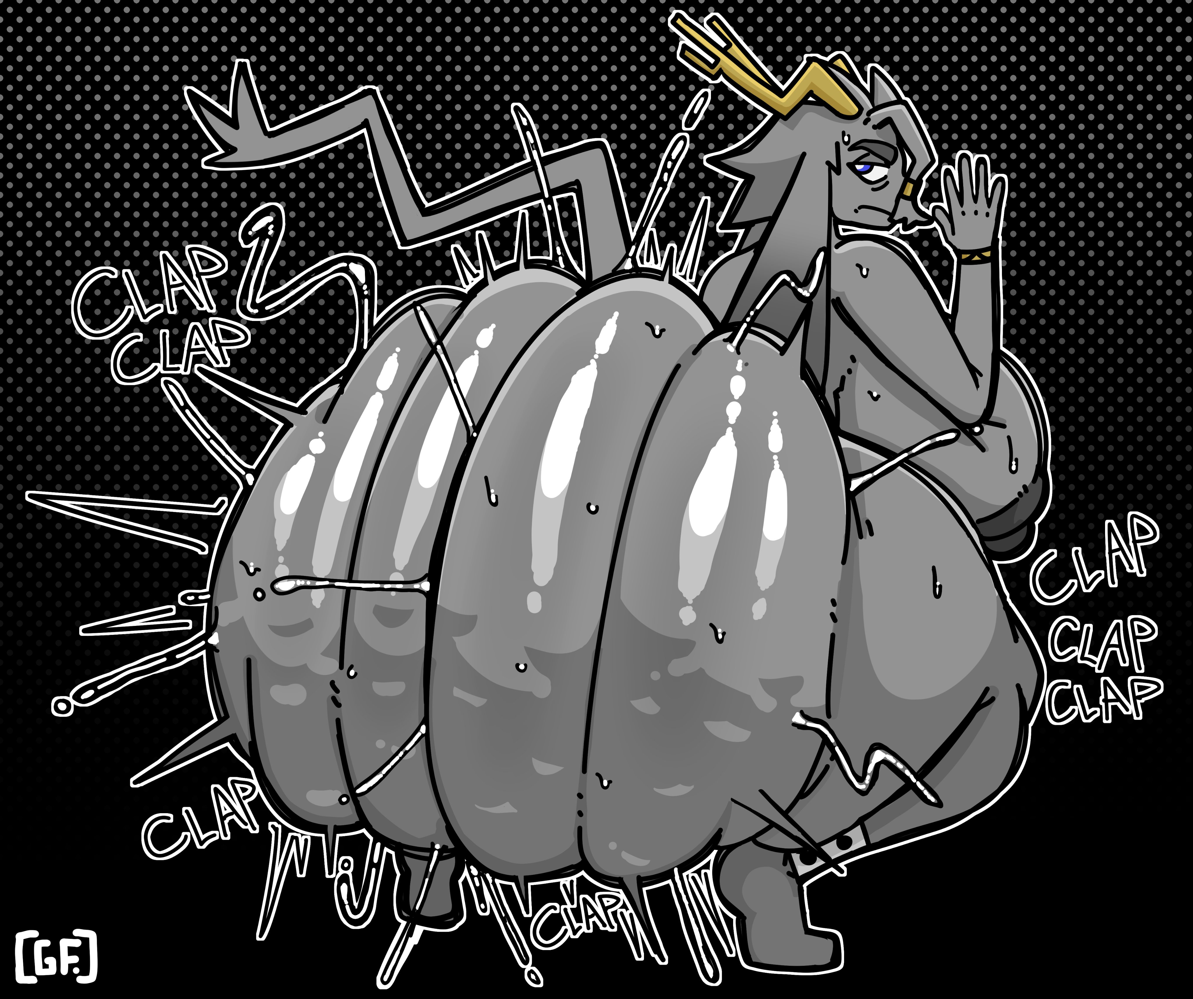 1girls, anthro, anthro female, anthro only, artist signature, ass, ass bigger than head, ass bigger than torso, ass focus, big ass, big breasts, big butt, blue eyes, breasts, bunny ears, bunny girl, cat girl, catgirl, cellulite, clapping ass, clapping buttocks, clapping cheeks, fat ass, female, female anthro, female ass, female ass focus, female focus, female only, fur, furry, furry female, furry only, ghostfuckrr, giant ass, goat, goat girl, goat humanoid, gray body, gray fur, gray nipples, grey body, grey fur, grey nipples, huge ass, huge butt, large ass, large breasts, motion lines, naked, naked anthro, naked female, nude, nude anthro, nude female, onomatopoeia, pseudoregalia, rippling ass, solo, solo anthro, solo female, solo focus, sweat, sweating, sweaty, sweaty ass, sweaty body, sybil (pseudoregalia), tail, thick ass, thick thighs, twerking, video game character, video games
