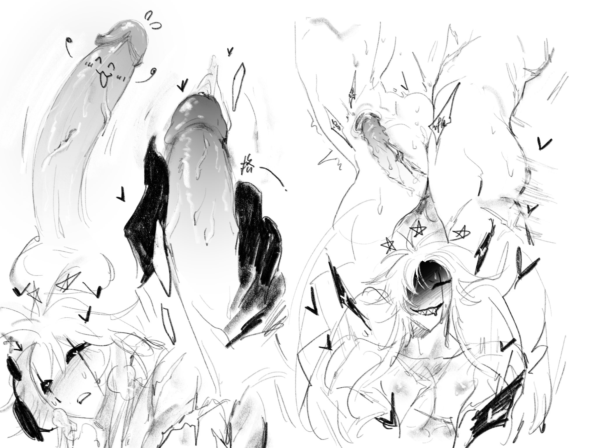 ambiguous gender, ambiguous penetration, anon, baidaoovo, cervix kiss, huge cock, penetration, pierrot (the freak circus), sex, sketch page, tagme, the freak circus, womb kiss, y/n
