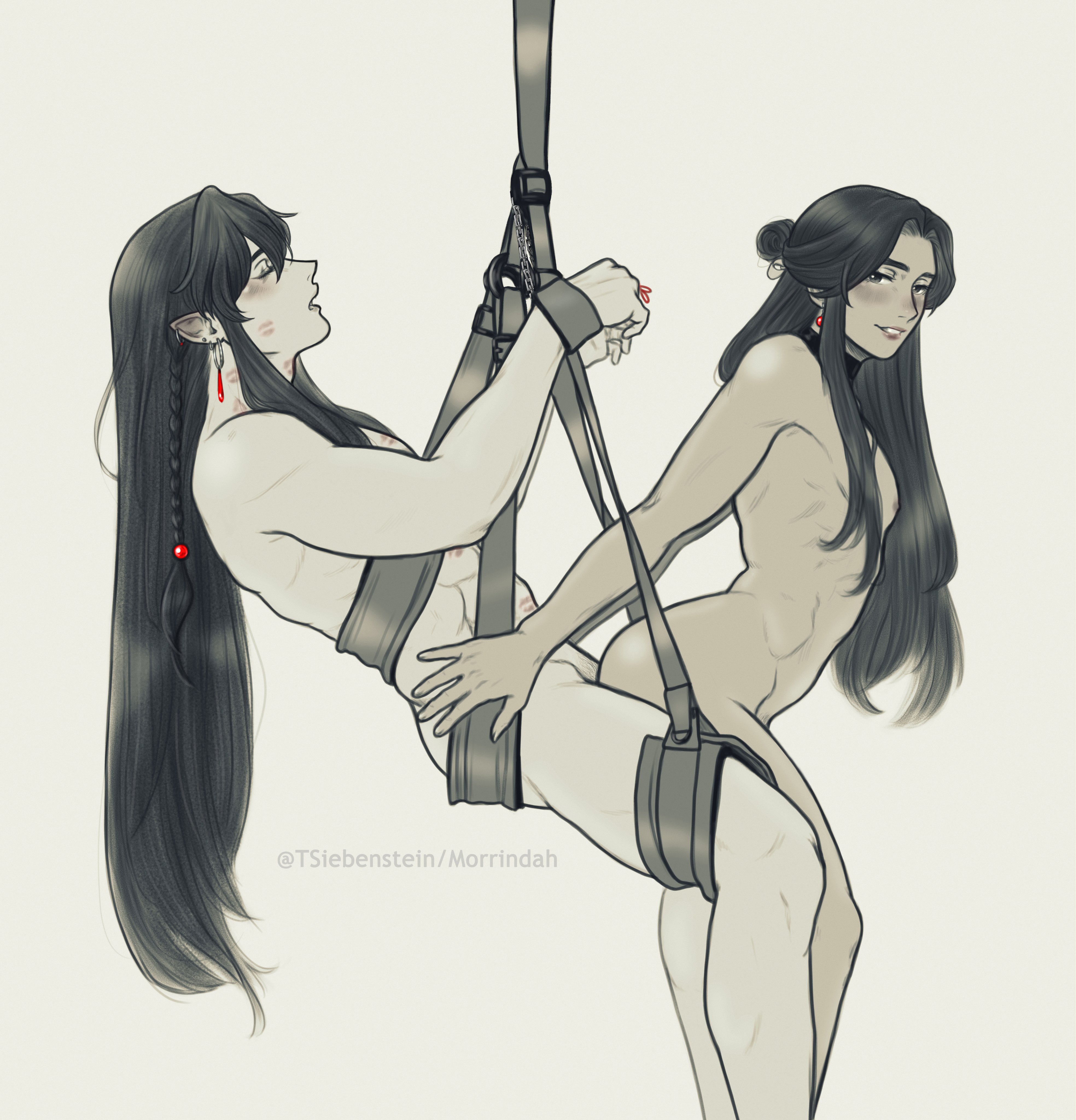 2boys, anal sex, bondage, cum, cum in ass, cum on chest, heaven official's blessing, hua cheng, muscles, naked, power bottom, riding, sex, tianguan cifu, toned, toned male, xie lian, yaoi