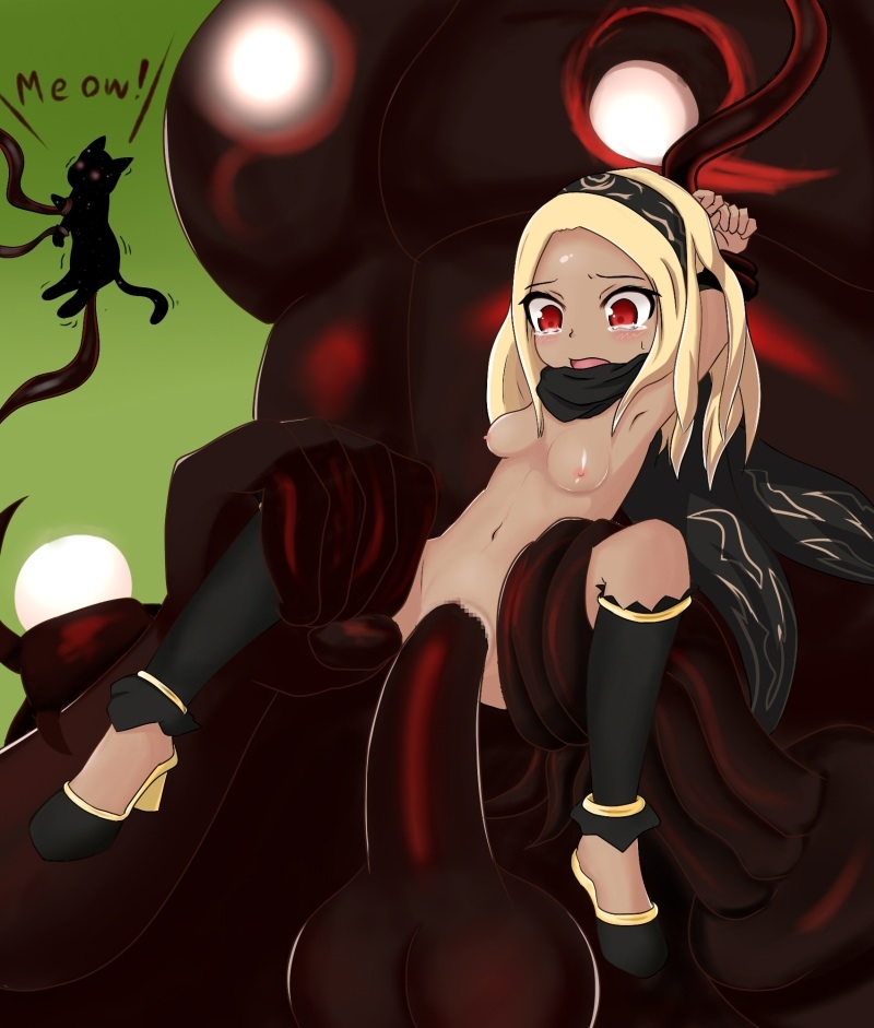 blonde_hair breasts cat_ears clothing cry dusty_(gravity_rush) female gravity_rush interspecies kat_(gravity_rush) monster nevi open_mouth penetration pussy rape red_eyes restrained size_difference spread_legs tears tentacle_sex tentacles vaginal_penetration