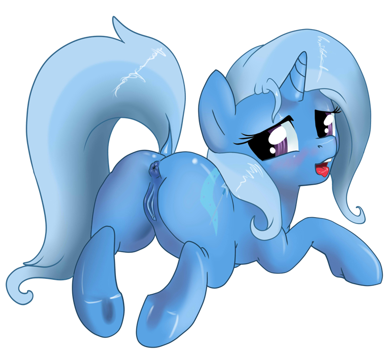 anus equine female friendship_is_magic horn horse my_little_pony plain_background pony pussy solo sugarcup trixie_(mlp) unicorn white_background