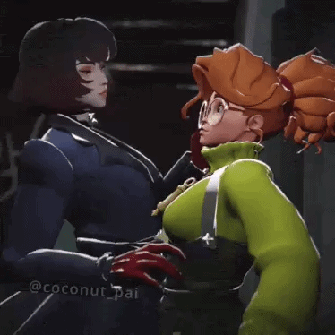 2girls, animated, deadlock, female/female, kiss, kissing, lesbian, lesbian kiss, mina (deadlock), mina ha, paige (deadlock), yuri