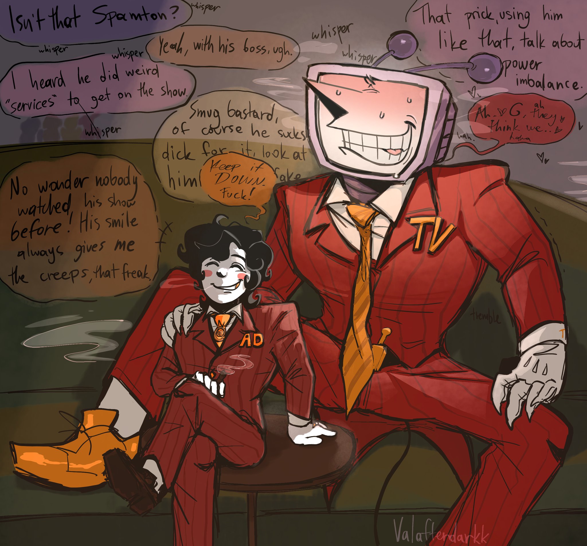 before sex, deltarune, gay, image set, size difference, smoking, spamtenna, spamton g spamton, tenna (deltarune), undertale (series), yaoi