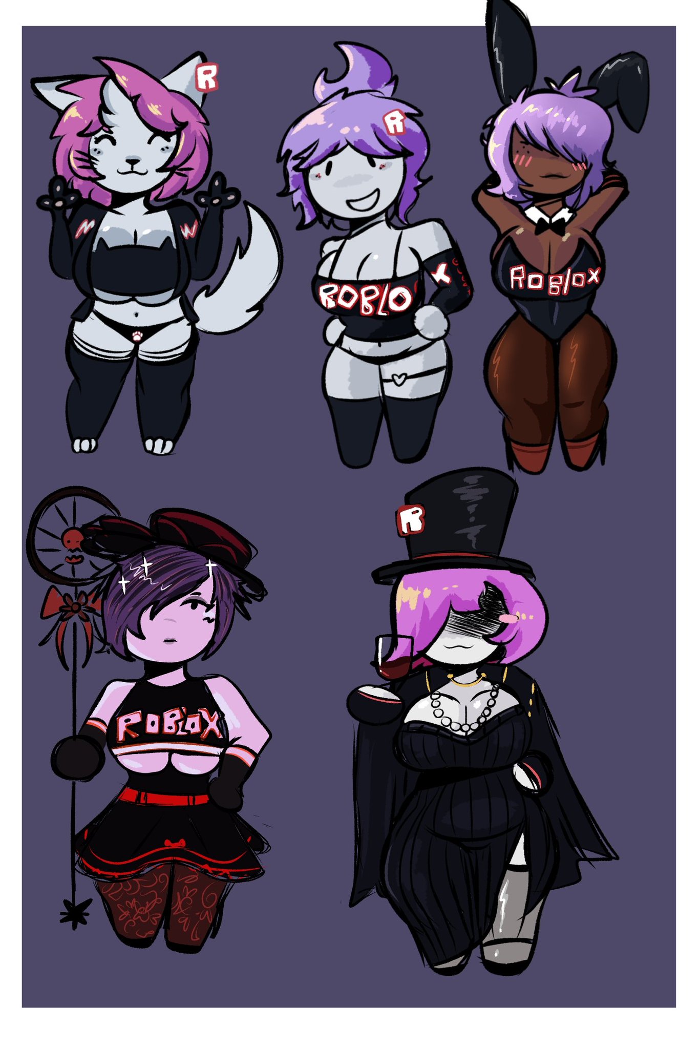 blox fruits, brown body, brown skin, dice, dominant female, dominant humanoid, furry female, girls only, goth girl, guest, guest (roblox), lavander hair, love (blox fruits), mafia boss, milf body, milfs, multicolored body, multiple females, multiple girls, oc, pink hair, purple hair, roblox, roblox avatar, roblox game, robloxian, ruby (minstlu), shortstack