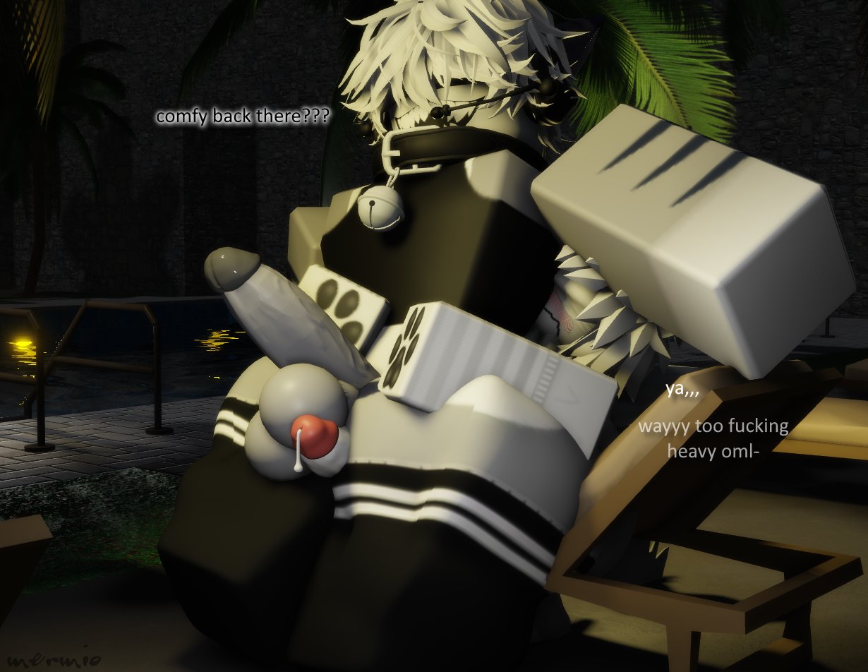 2boys 2males 3d artist_name big_penis blush chair collaboration collar cum english_text femboy fox furry gay grey_body hugging_from_behind mermio mermio_(oc) penis roblox robloxian scaracrazy shark shark_tail shark_teeth sharp_teeth text thigh_sex watermark white_fur