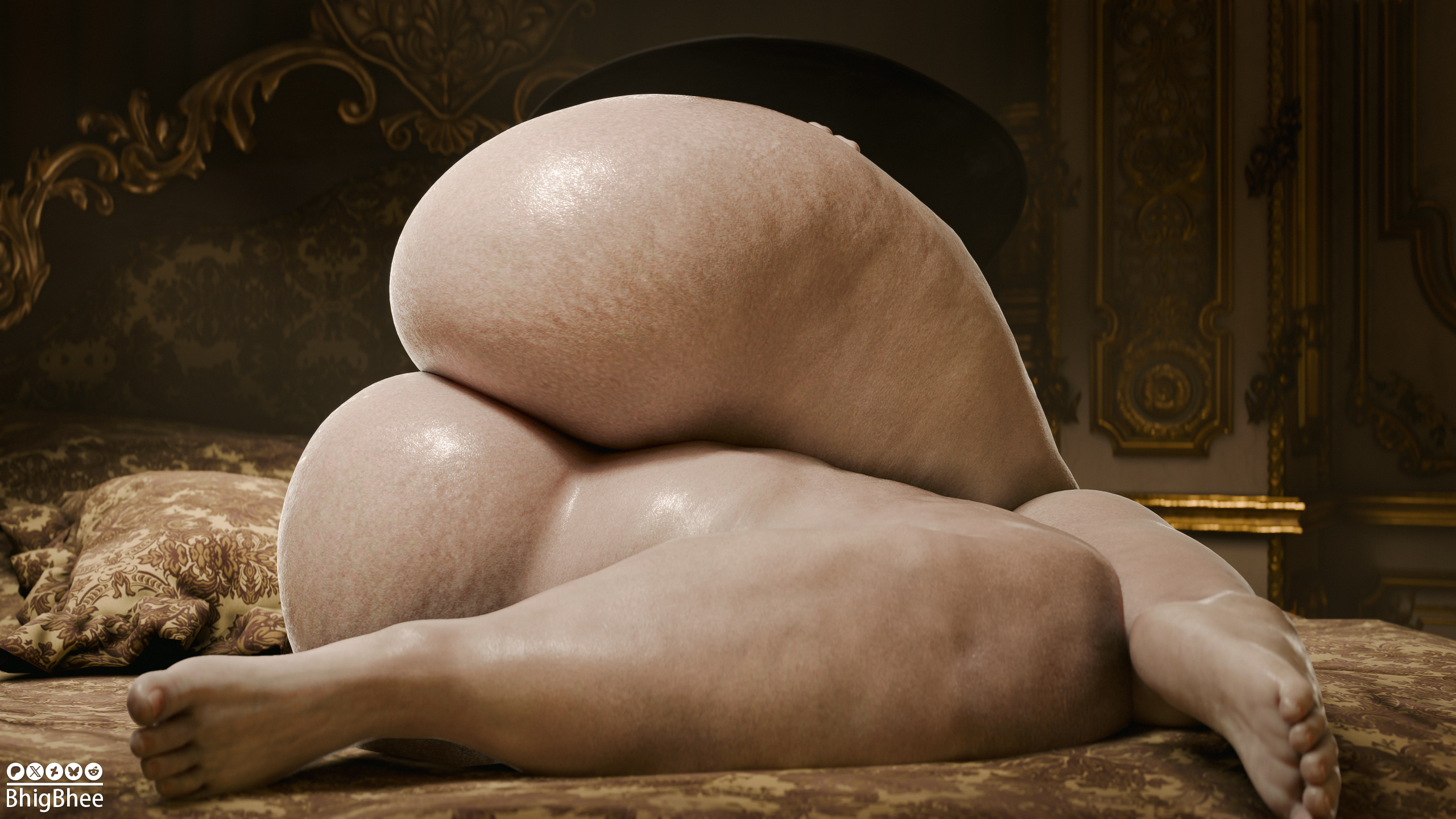 1girls, 3d, alcina dimitrescu, ass, ass focus, bhigbhee, big ass, fat ass, huge ass, large ass, light-skinned female, nude, nude female, pale-skinned female, resident evil, resident evil 8: village, thick thighs