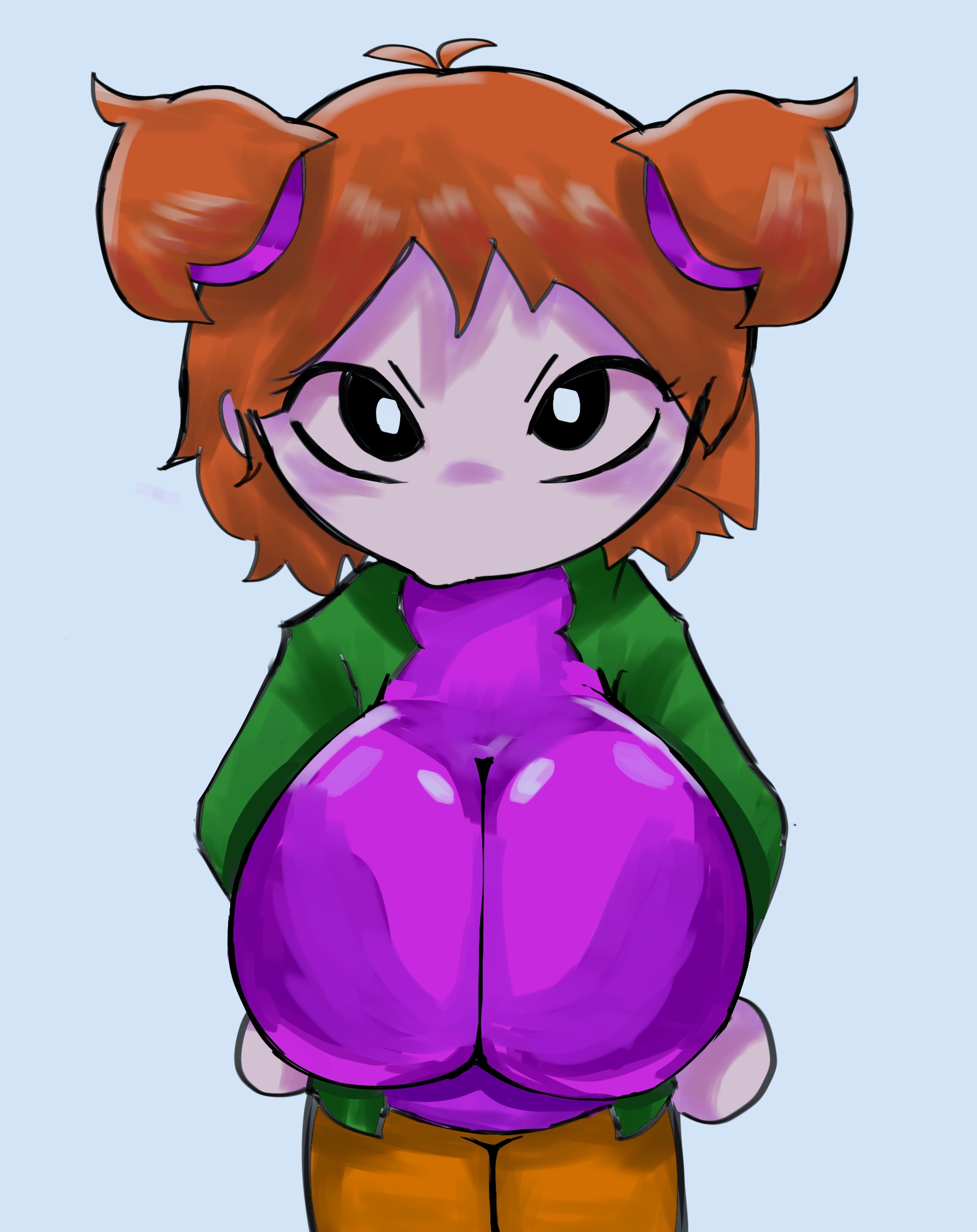 :3, big breasts, black eyes, breasts, bunevill, clothed, d-side girlfriend, female, friday night funkin, friday night funkin (d-side), friday night funkin mod, girlfriend (friday night funkin), huge breasts, massive breasts, sassy, twintails