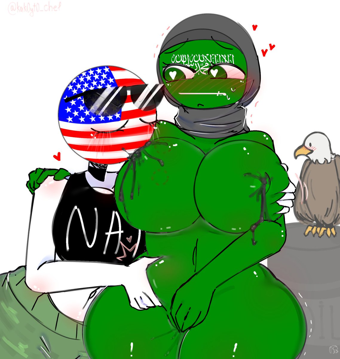 ‘merica 2girls among_us_reference bald_eagle big_boobs big_breasts bite_mark blush boobs chubby chubby_female clothed/nude clothed_female countryhumans countryhumans_girl curvy curvy_female fat_hips fingering fingering_self grabbing_breast grabbing_breasts green_body green_eyes heart-shaped_pupils heart_symbol hijab huge_breasts kak0yt0_chel lactating lactation lesbian lesbians love_handles naked non-milk_lactation oil oiled oiled_up pussy_juice round_belly saudi_arabia_(countryhumans) sensual size_difference sucking_nipples sunglasses_on_head tagme united_states_of_america_(countryhumans) yuri