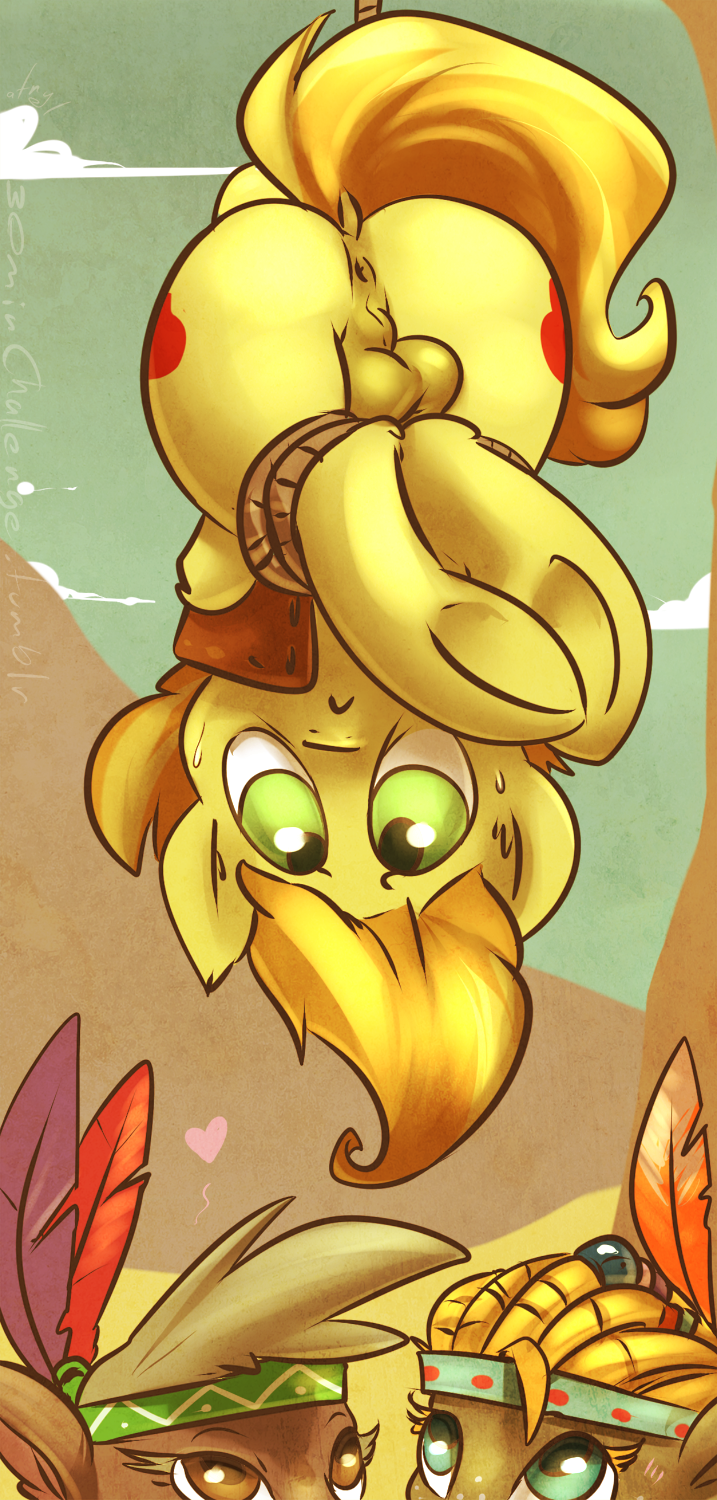 anus ass atryl balls bondage bound bovine braeburn_(mlp) buffalo cutie_mark earth_pony equine female feral friendship_is_magic fur heart hooves horse male mammal my_little_pony nude pony upside-down