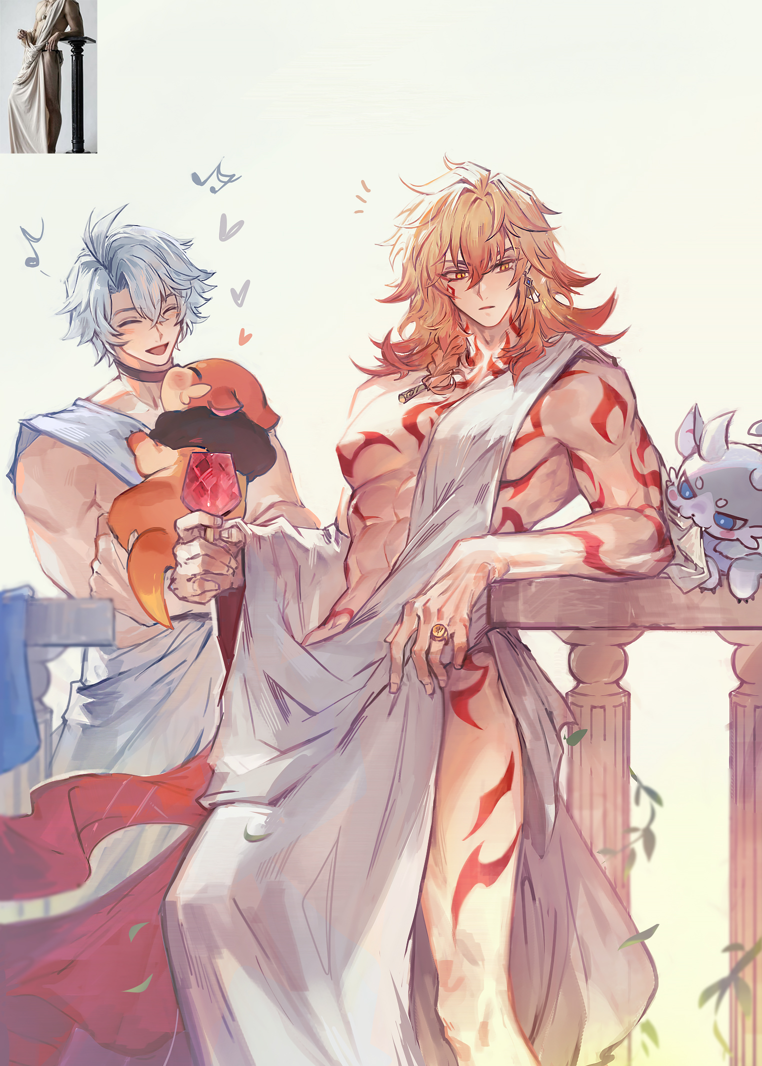 blonde hair, blonde male, gay, honkai: star rail, male, muscular, muscular male, mydei (honkai: star rail), phaidei (honkai: star rail), phainon (honkai: star rail), tagme, yaoi