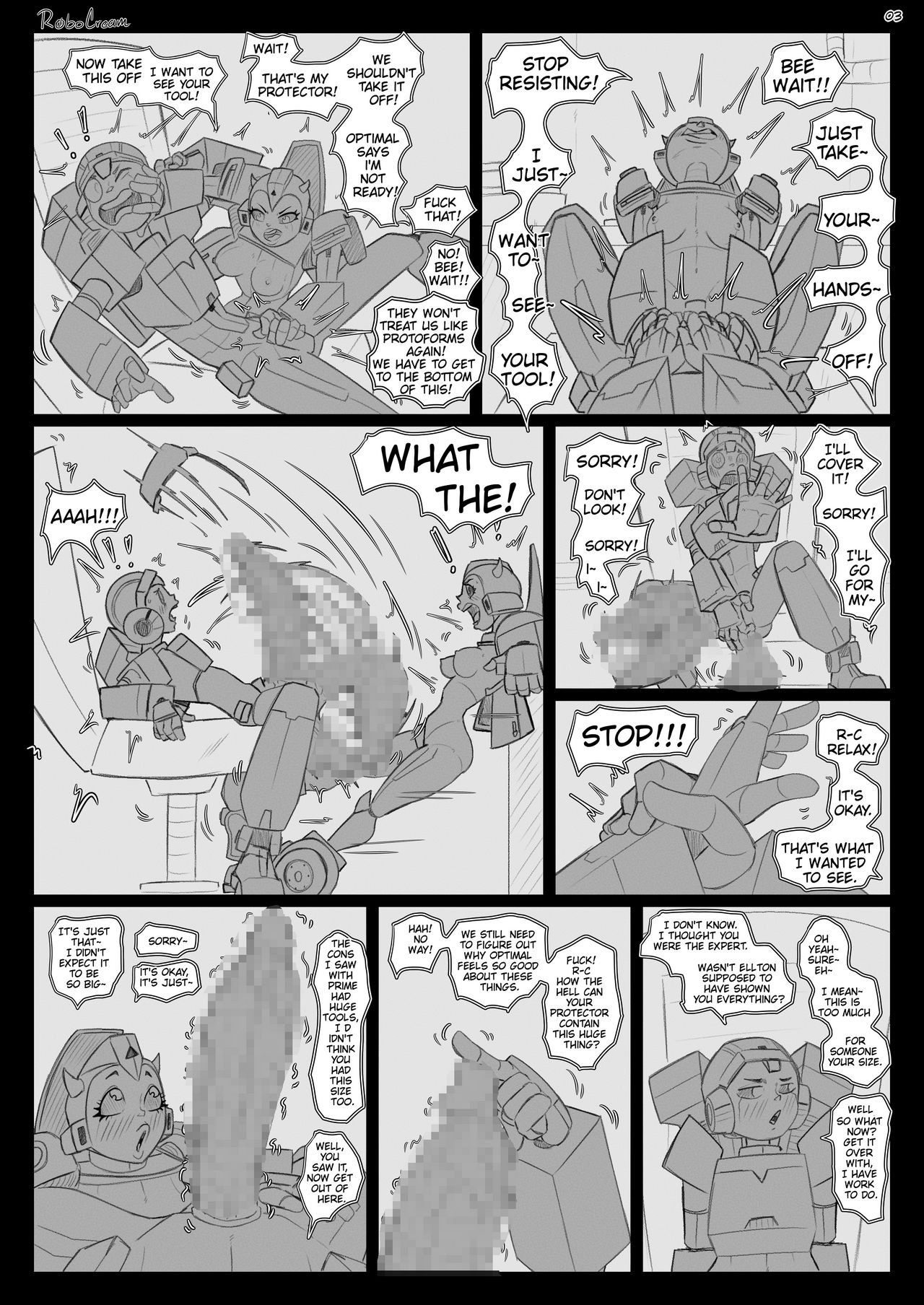 1boy, 1boy1girl, 1girls, alien, alien girl, alien humanoid, arcee, ass, assisted exposure, autobot, big ass, big breasts, breasts, bumblebee (transformers), busty, censored, censored penis, cock shock, comic, comic page, curvaceous, curvy, curvy figure, cybertronian, dialogue, digital media (artwork), exposed penis, female, fembot, genderswap, gynoid, hasbro, hips, hourglass figure, huge ass, huge breasts, humanoid, large ass, large breasts, large penis, legs, male, massive penis, mechanical, metallic body, mosaic censoring, penis, robocream, robot, robot boy, robot girl, robot humanoid, rule 63, slim waist, straight, text, text bubble, thick, thick legs, thick thighs, thighs, transformers, voluptuous, voluptuous female, waist, wide hips