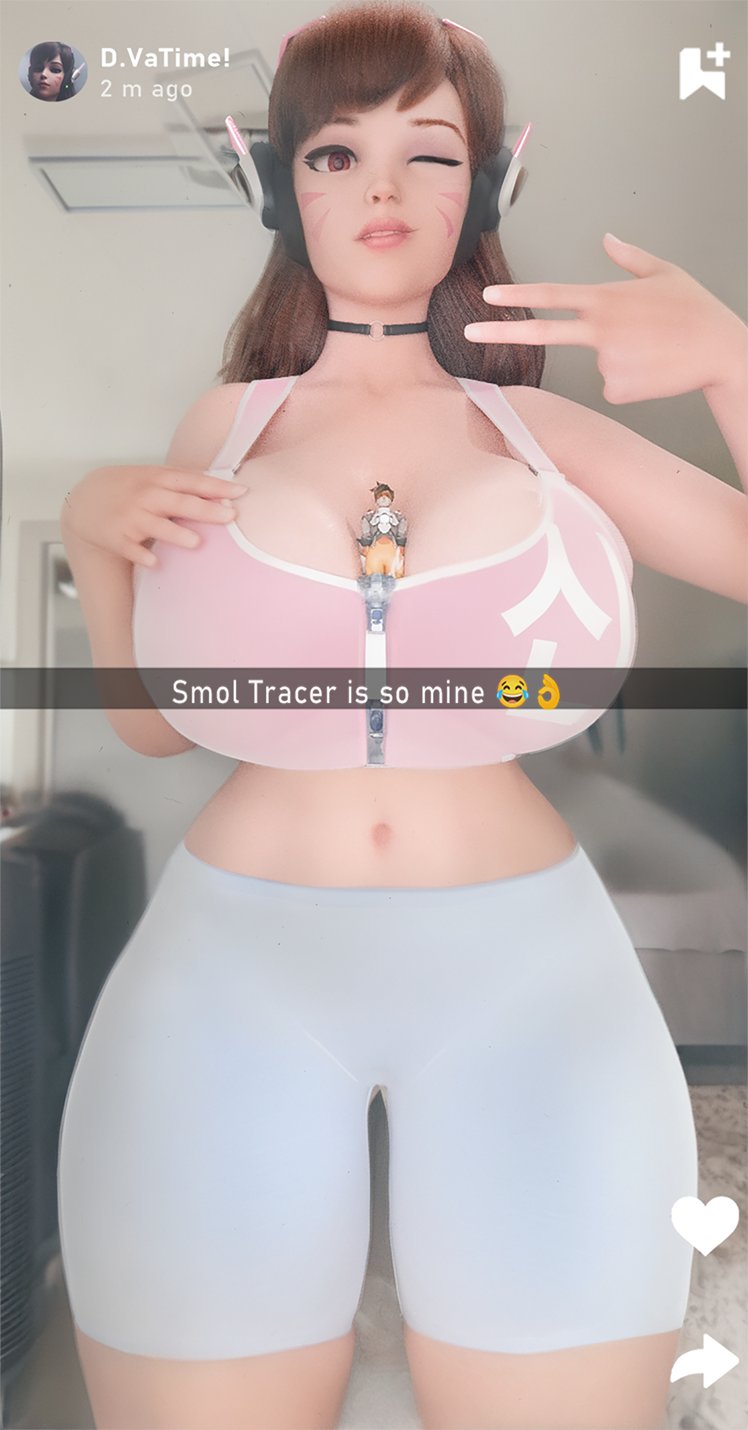 2girls, 3d, 3d (artwork), asian, asian female, big breasts, black collar, blizzard entertainment, breasts, british, british female, brown hair, brown-haired female, brunette hair, clothed, clothed female, collar, d.va, european, european female, female, giantess, hana song, hyper breasts, korean, korean female, krieginax, large boobs, large breasts, lena oxton, overwatch, overwatch 2, scrag d.va, shrunk, shrunken female, thick thighs, thighs, tracer, tracer (overwatch 2 suit), video game character