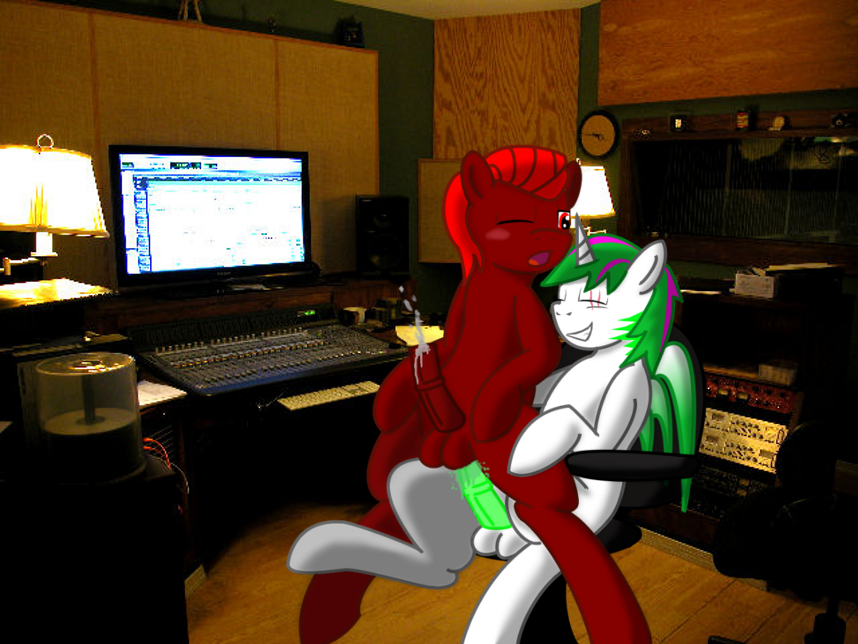 collaboration cum flank gay glowing male music_studio my_little_pony no_humans ry stick