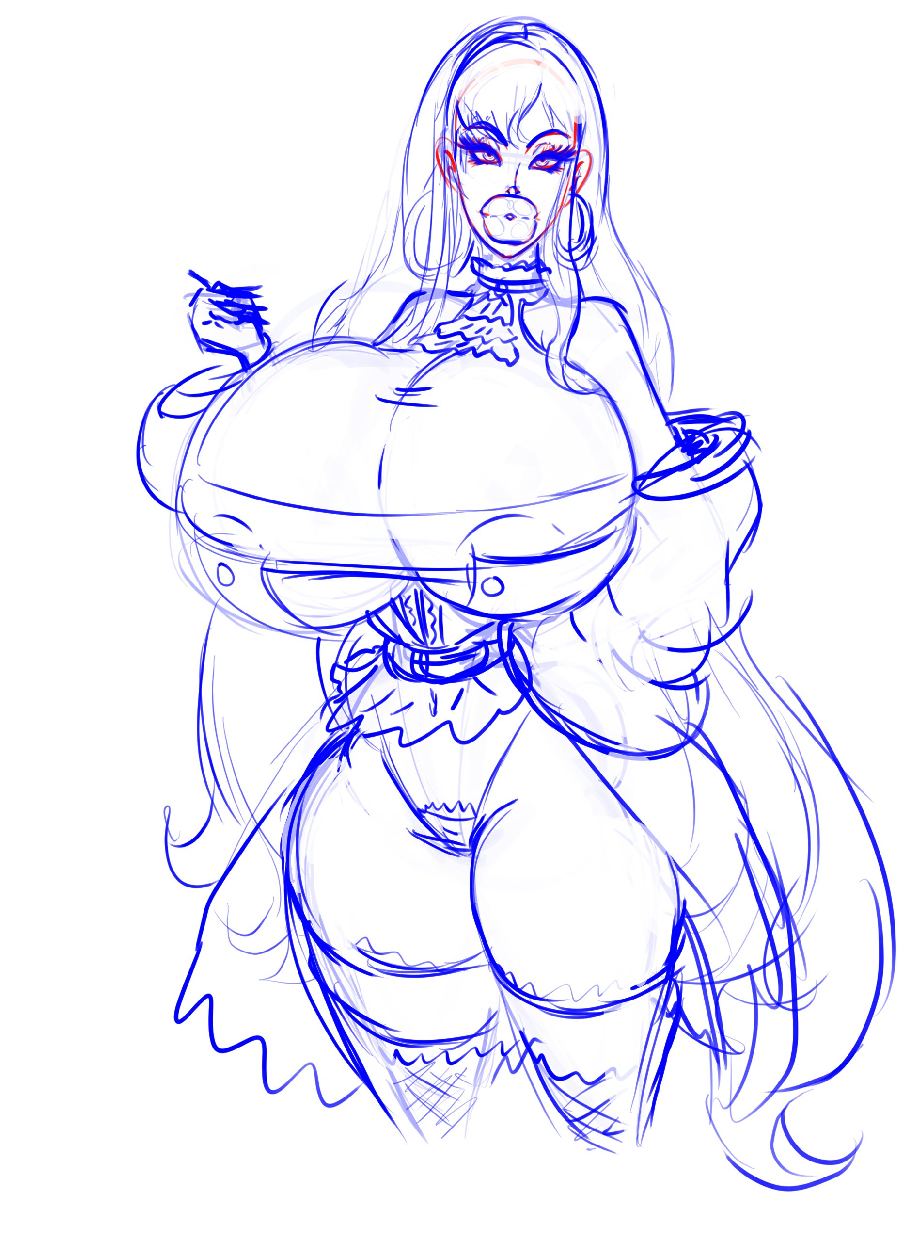 1girls, big breasts, big lips, bimbo, bimbo lips, bradtanker3, breasts, cleavage, female, female focus, female only, final fantasy xiv, fully clothed, gaia (ffxiv), huge breasts, huge lips, hyper, hyper lips, long nails, makeup, panties, revealing clothes, solo, thick lips, thick thighs
