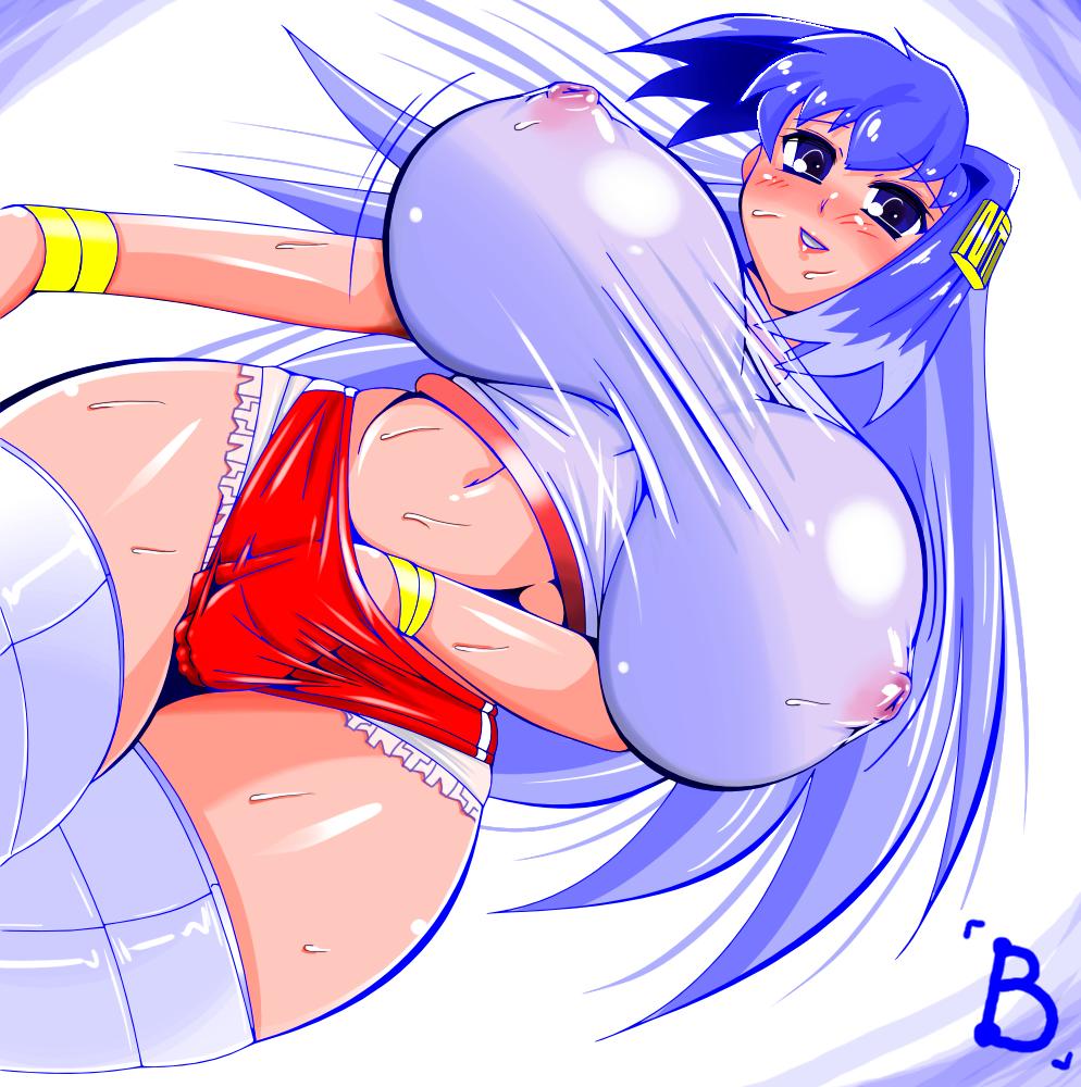 amano_taiki blue_eyes blue_hair blush breasts clothed erect_nipples hand_in_panties huge_breasts long_hair masturbation nipples nt-tan os-tan see-through shi_osuta_ooyake sweat sweaty thick_thighs thighhighs tight_clothes tight_clothing wet_shirt wide_hips