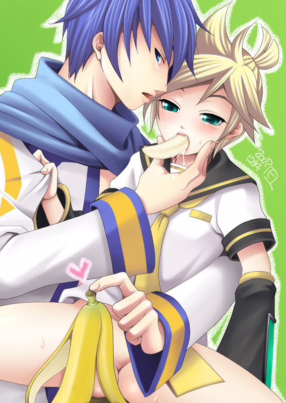 banana hirohide kagamine_len kaito male male_only multiple_males tagme vocaloid yaoi