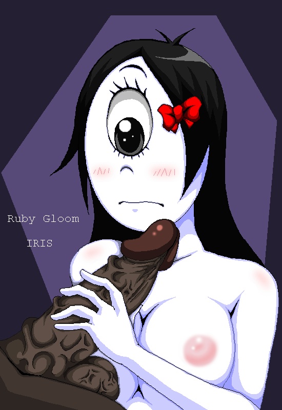 color cyclops female handjob iris_(ruby_gloom) male monster_girl ruby_gloom_(franchise) straight