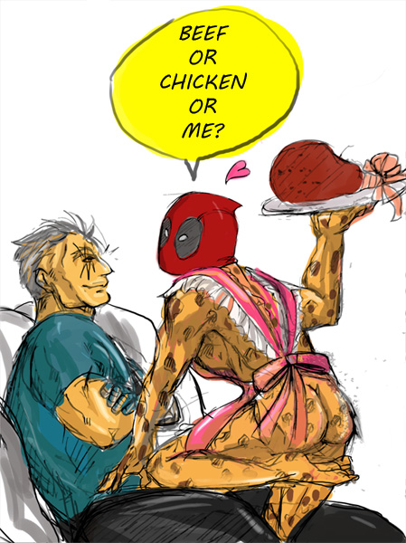 2boys ass cable_(x-men) deadpool gay gray_hair male male_only marvel nathan_summers wade_wilson x-force x-men yaoi