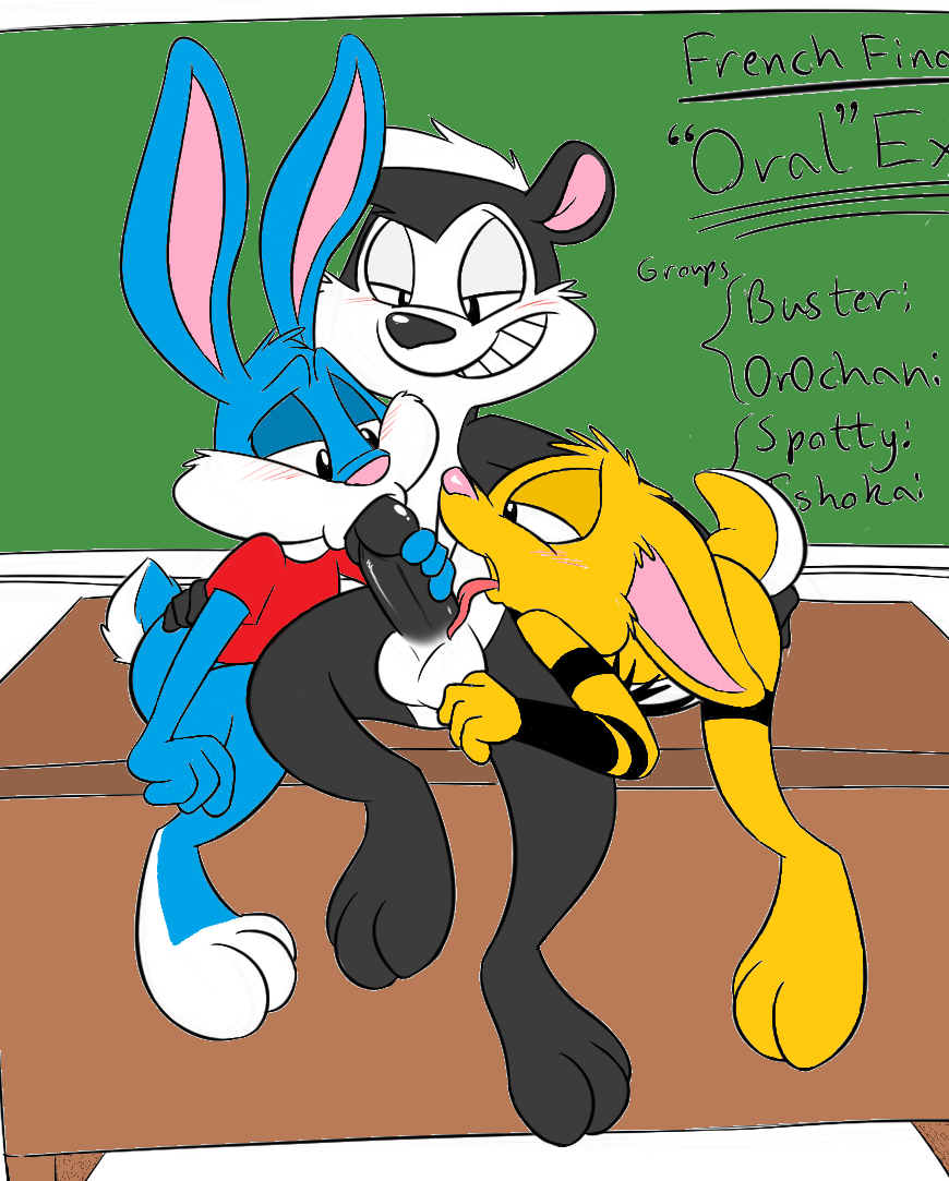 0r0ch1 anthro bugs_sexy buster_bunny fur furry gay looney_tunes male male_only mammal multiple_males pepe_le_pew rabbit skunk smooth_fur tiny_toon_adventures